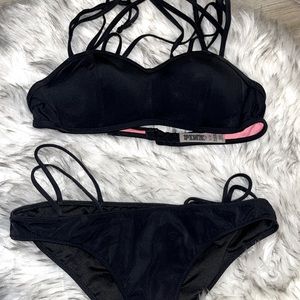 VS Pink Strappy Bikini Set